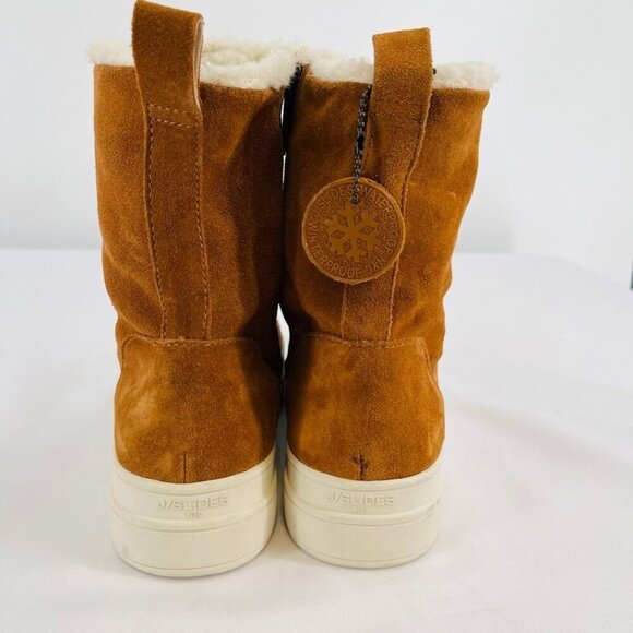 J/Slides Torrie Womens Ankle Boots Size 10 M Suede Faux Fur Lined Brown Tie Zip - Picture 5 of 16